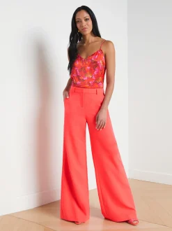 L'AGENCE Sets|Spring Collection|Pilar Wide-Leg Pant Neon Coral