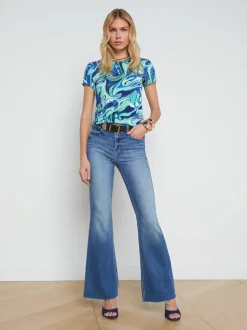 L'AGENCE Print Edition|Spring Collection|Ressi Fitted Tee Mint Multi Tie Dye Swirl