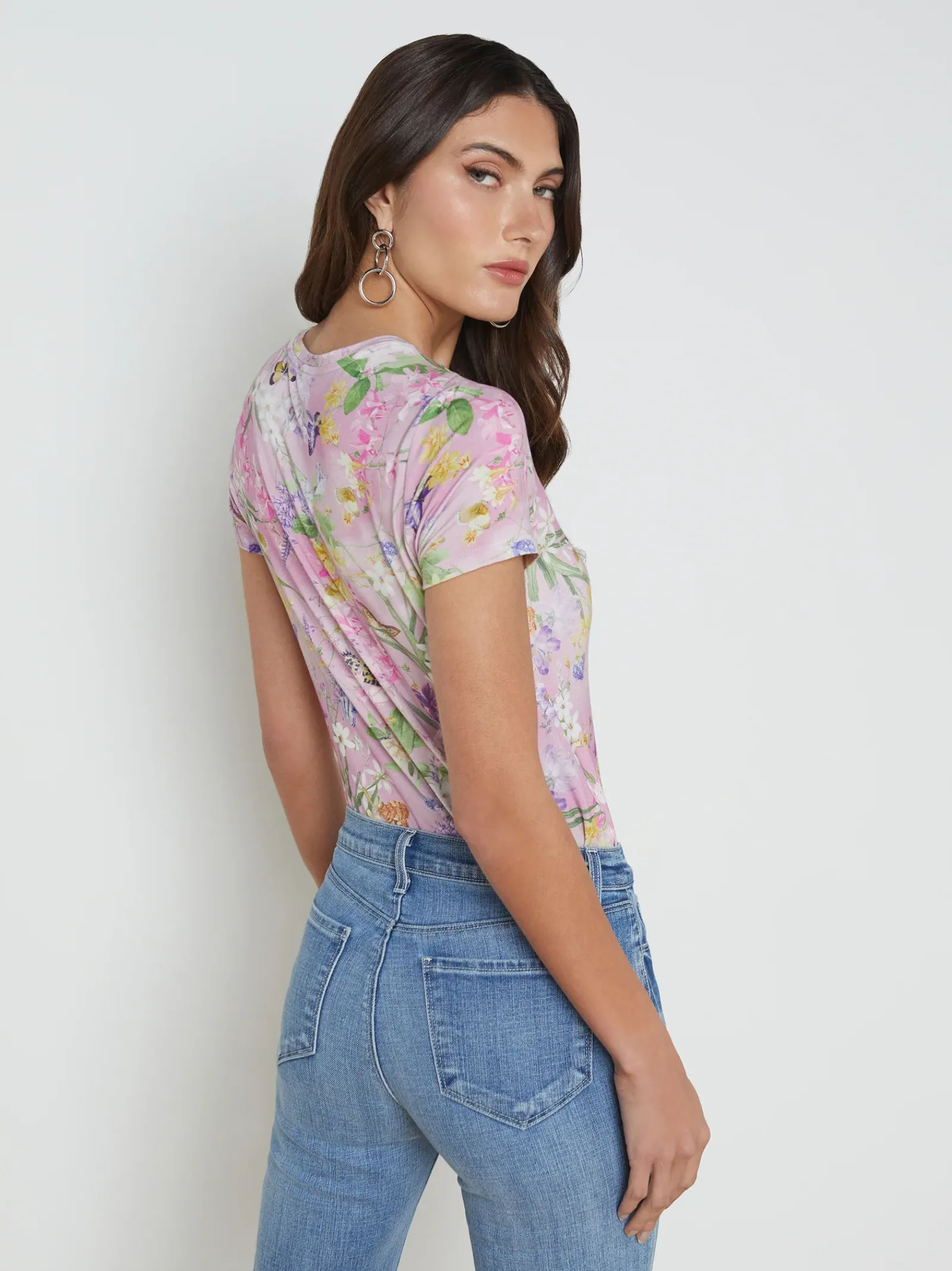 L'AGENCE Print Edition|Spring Collection|Ressi Fitted Tee Lilac Snow Botanical Butterfly