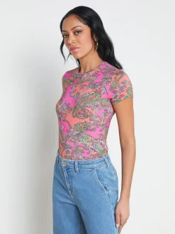 L'AGENCE Print Edition|Spring Collection|Ressi Fitted Tee Small Rhodamine Pop Paisley