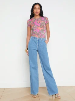 L'AGENCE Print Edition|Spring Collection|Ressi Fitted Tee Small Rhodamine Pop Paisley