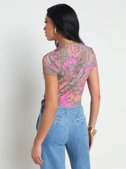 L'AGENCE Print Edition|Spring Collection|Ressi Fitted Tee Small Rhodamine Pop Paisley