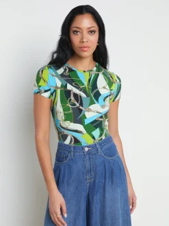 L'AGENCE Print Edition|Spring Collection|Ressi Fitted Tee Small Sea Green Belt Swirl