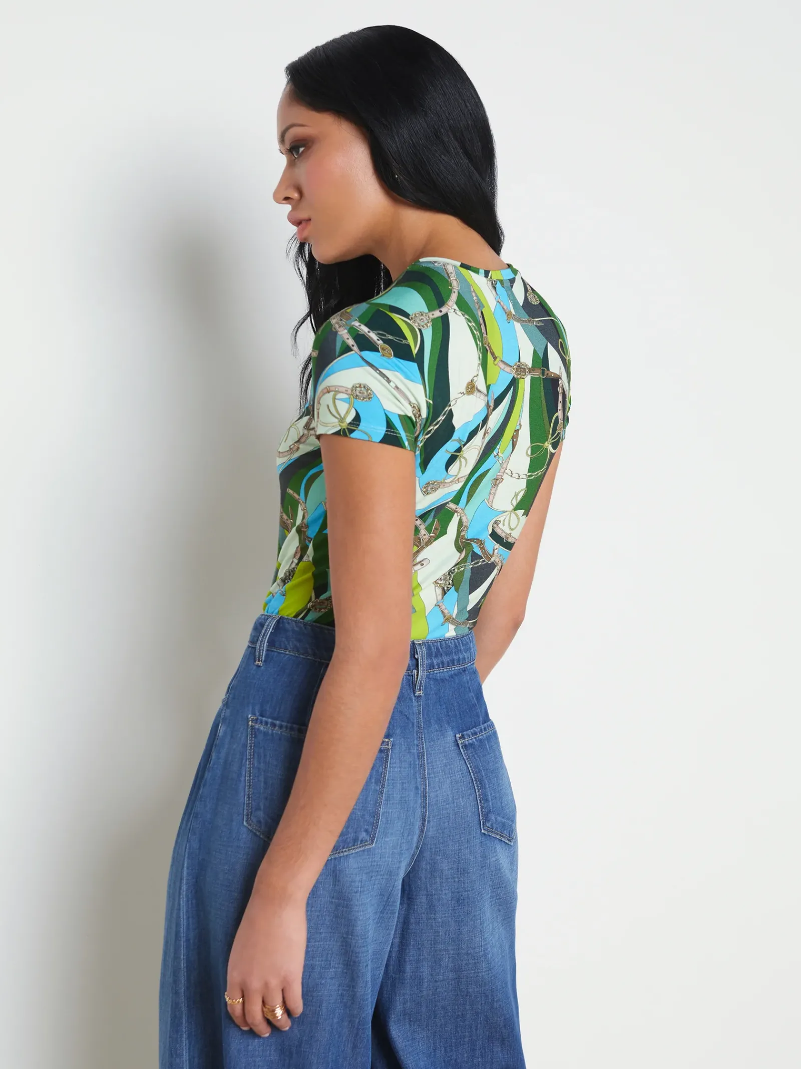 L'AGENCE Print Edition|Spring Collection|Ressi Fitted Tee Small Sea Green Belt Swirl