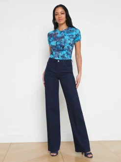 L'AGENCE Back in Stock|Spring Collection|Ressi Fitted Tee Blue Multi Jungle Toile