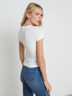 L'AGENCE Nouveau Whites|Best Sellers|Ressi Fitted Tee White Micro Modal