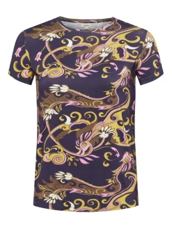L'AGENCE Resort Collection|Print Edition|Ressi Fitted Tee Olive Multi Small Abstract Scarf