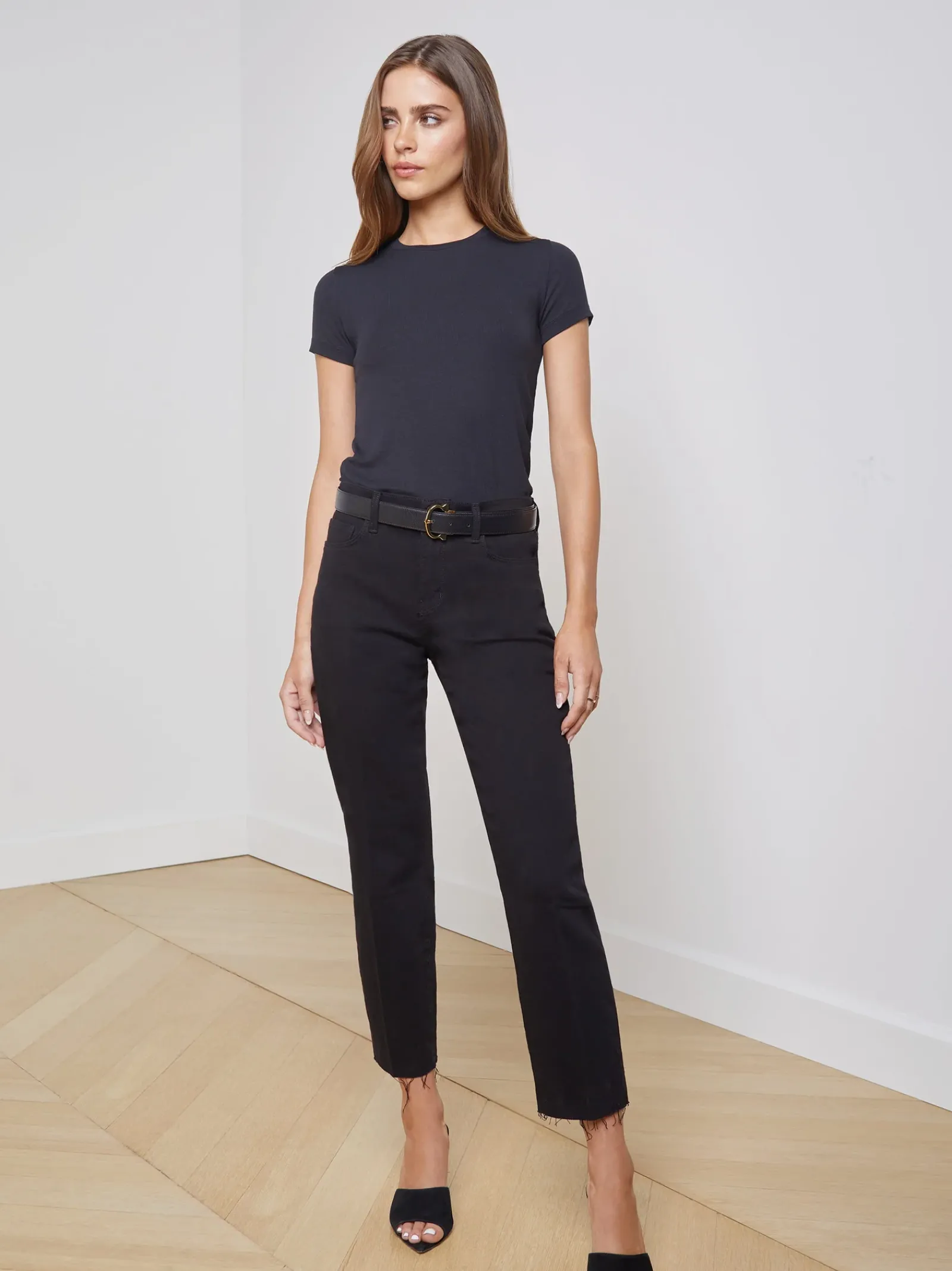 L'AGENCE All Things Black|Essentials|Ressi Fitted Tee Black Micro Modal