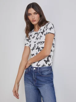 L'AGENCE Print Edition|Tees|Ressi Fitted Tee Black/White Small Butterfly