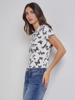 L'AGENCE Print Edition|Tees|Ressi Fitted Tee Black/White Small Butterfly