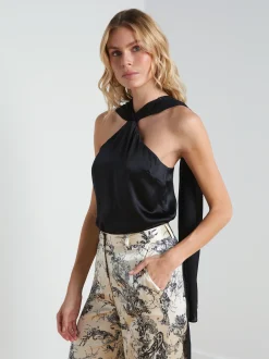 L'AGENCE All Things Black|Spring Collection|Riviera Silk Halter Top Black