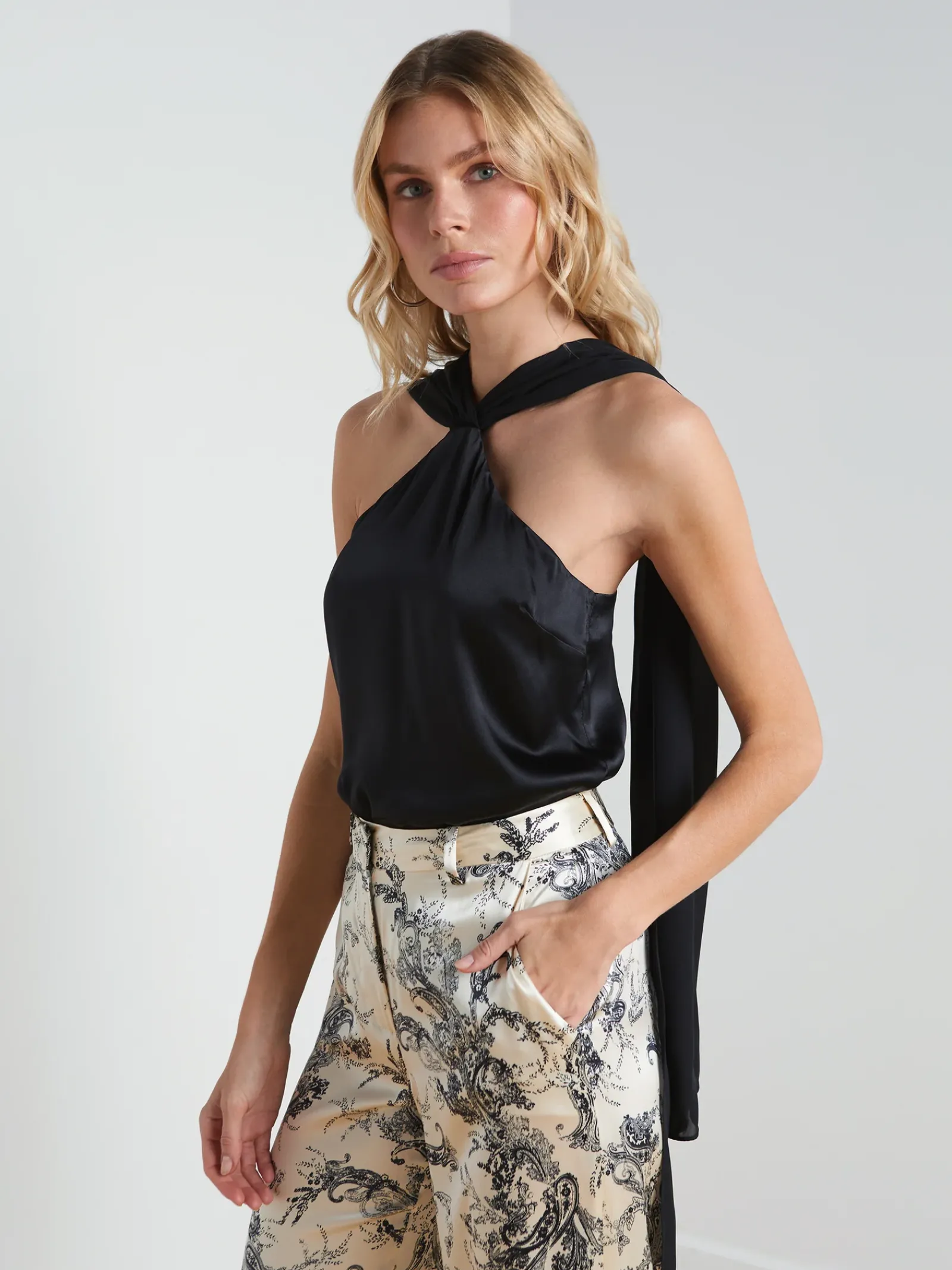 L'AGENCE All Things Black|Spring Collection|Riviera Silk Halter Top Black