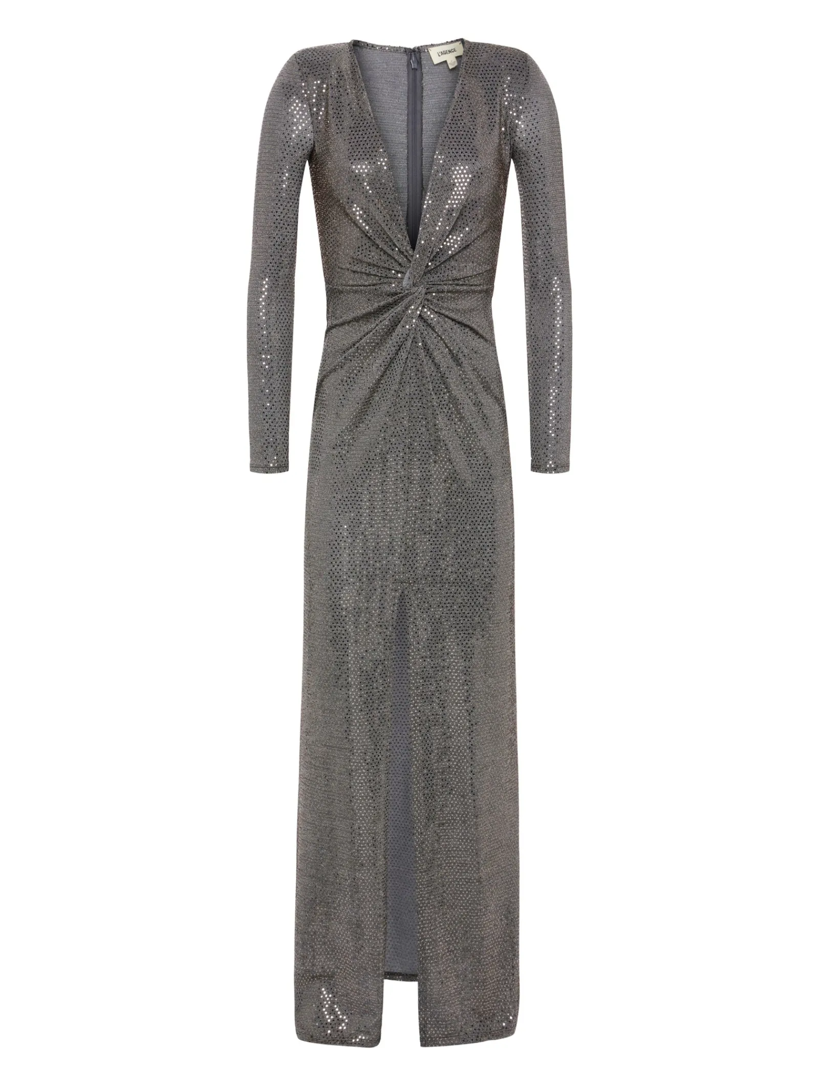 L'AGENCE Spring Collection|Dresses & Jumpsuits|Rosetta Sequin Twist-Front Dress Grey/Gold