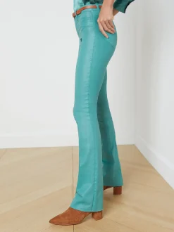 L'AGENCE Back in Stock|Resort Collection|Ruth Coated Straight-Leg Jean Green Jasper Coated
