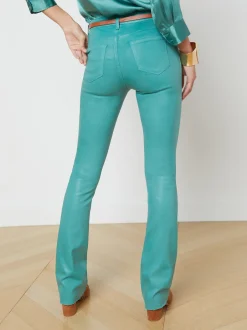 L'AGENCE Back in Stock|Resort Collection|Ruth Coated Straight-Leg Jean Green Jasper Coated