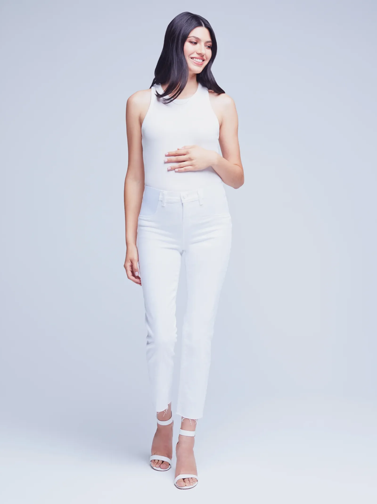 L'AGENCE Nouveau Whites|Online Exclusives|Sada Maternity Jean Blanc