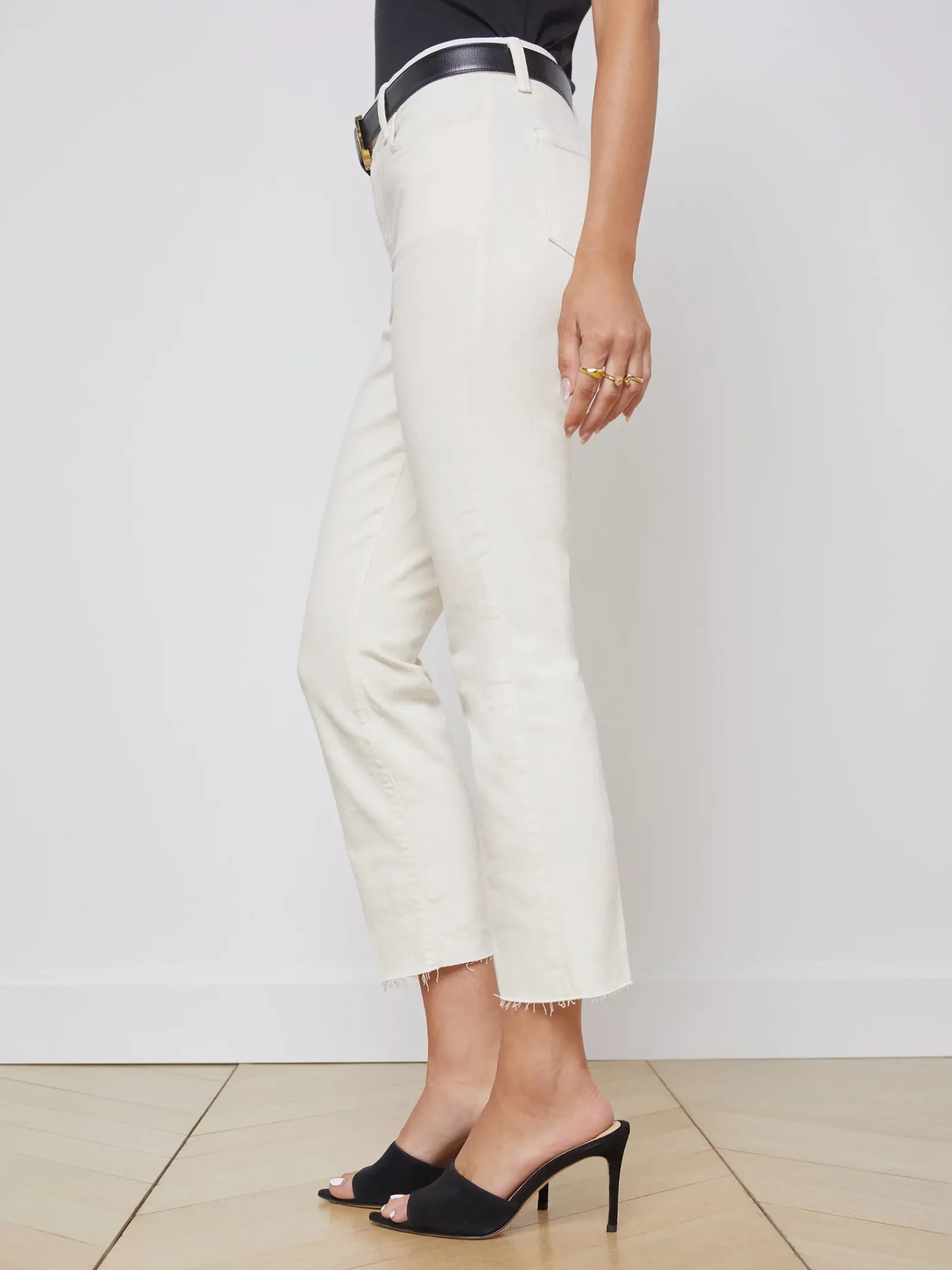 L'AGENCE Petite|Straight|Sada Slim-Leg Cropped Jean Vintage White
