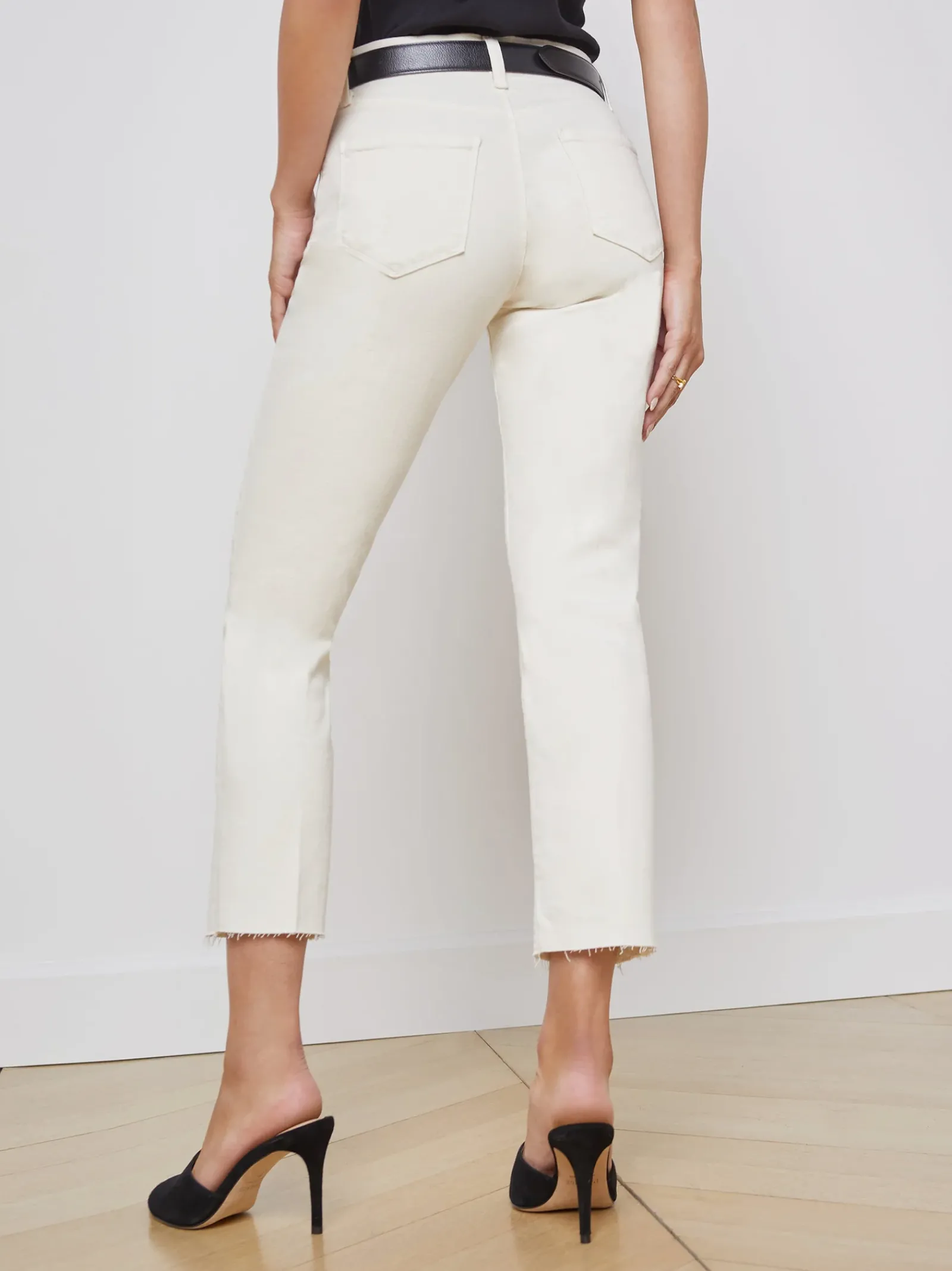 L'AGENCE Petite|Straight|Sada Slim-Leg Cropped Jean Vintage White