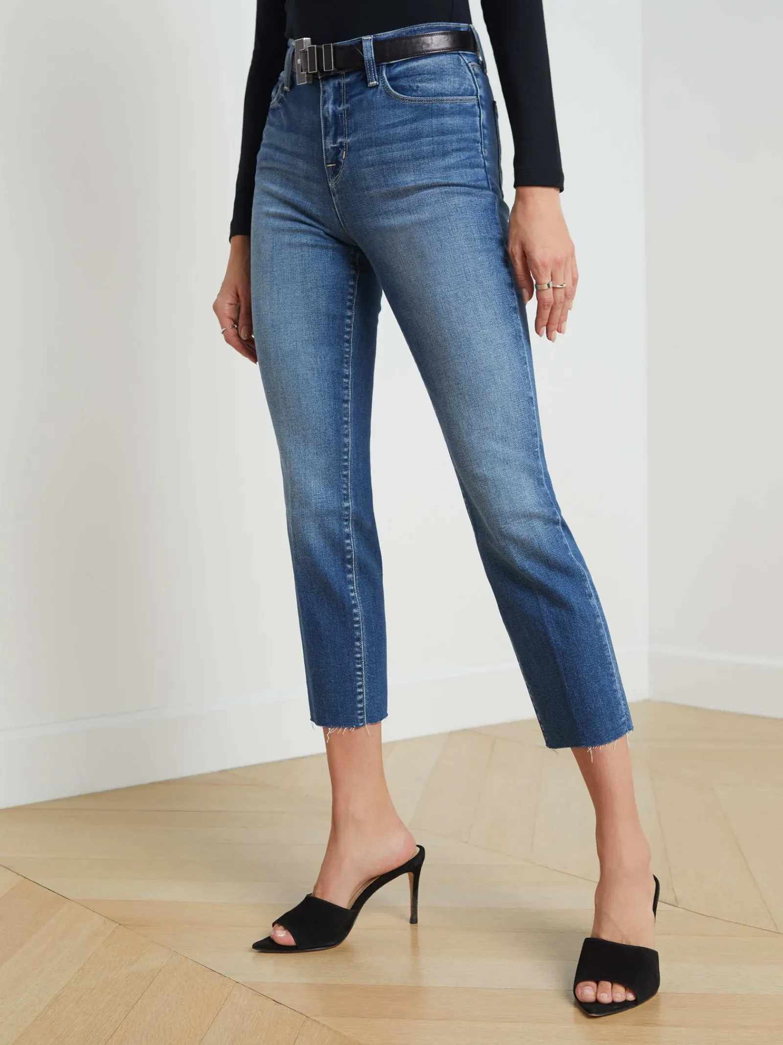 L'AGENCE Petite|Straight|Sada Slim-Leg Cropped Jean Cambridge