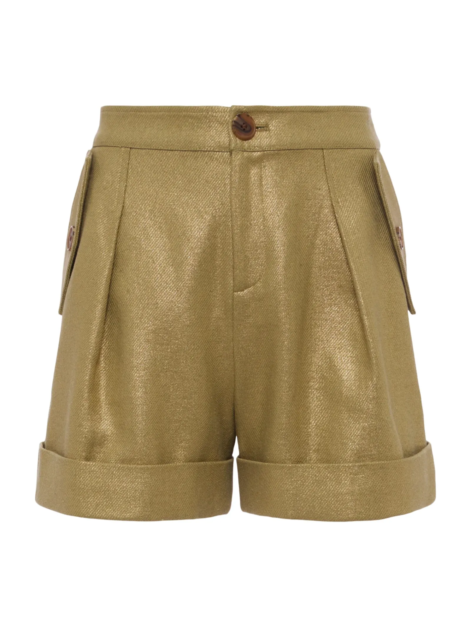 L'AGENCE Spring Collection|Linen|Safari Cotton-Linen Short Oil Green/Gold