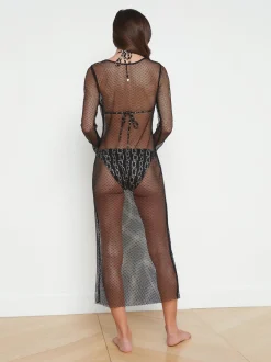 L'AGENCE Spring Collection|Swimwear|Sara Mesh Cover-Up Dress Black