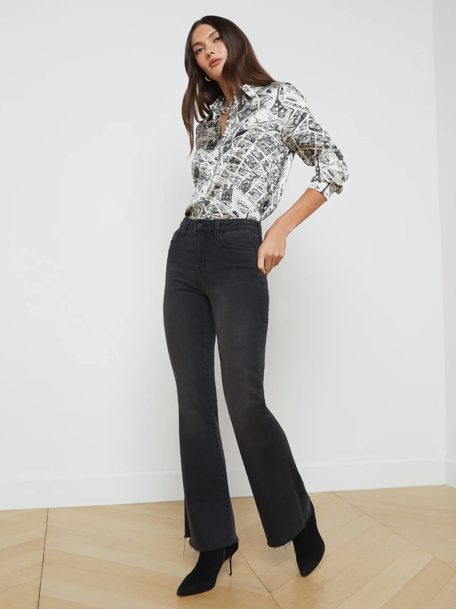 L'AGENCE Flare & Bootcut|Sera Jean Dark Graphite