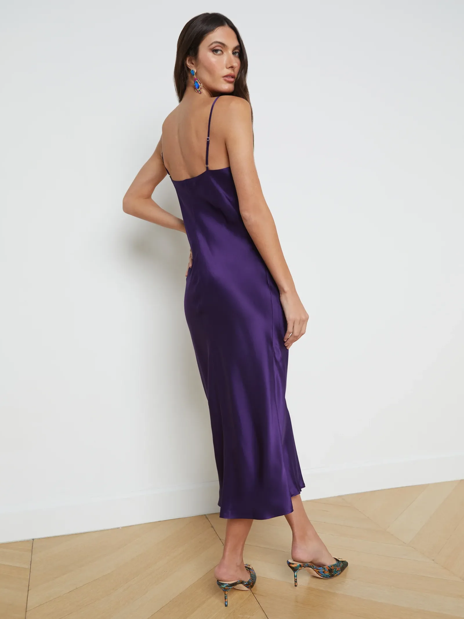 L'AGENCE Online Exclusives|Silks|Seridie Silk Slip Dress Purple Sapphire
