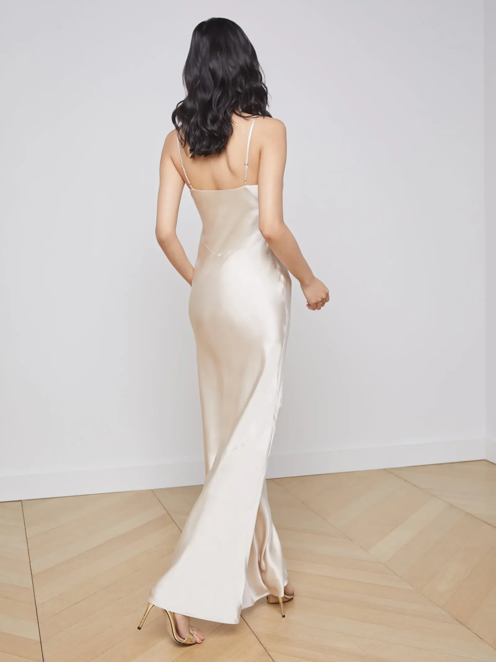L'AGENCE Essentials|Silks|Serita Silk Slip Dress Champagne