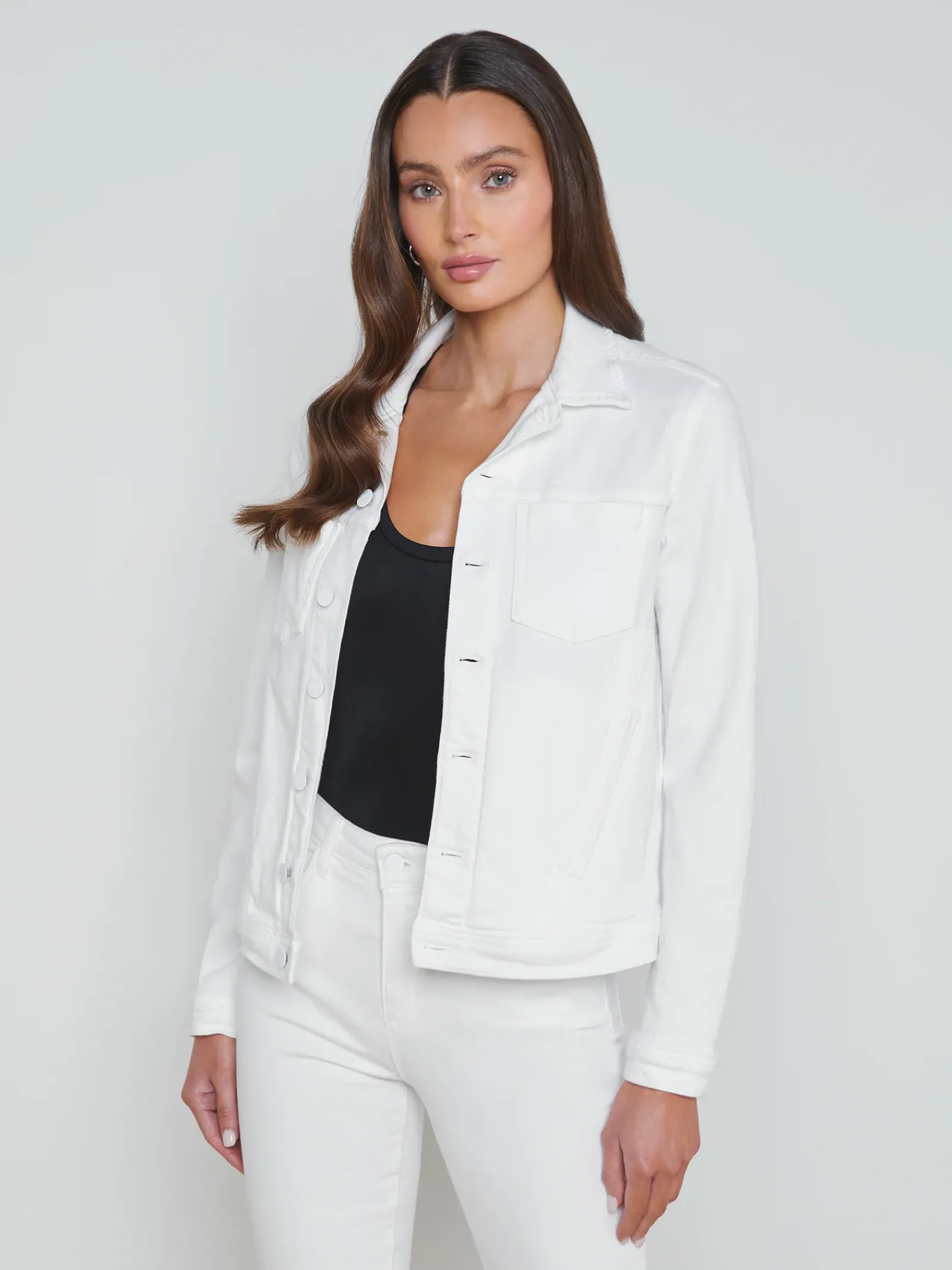 L'AGENCE Denim Jackets|Spring Collection|Shuri Denim Jacket Blanc