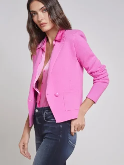 L'AGENCE Online Exclusives|Knitwear|Sofia Knit Blazer Hot Pink