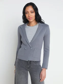 L'AGENCE Spring Collection|Knitwear|Sofia Knit Blazer Shadow Grey