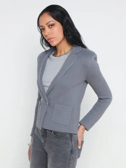 L'AGENCE Spring Collection|Knitwear|Sofia Knit Blazer Shadow Grey