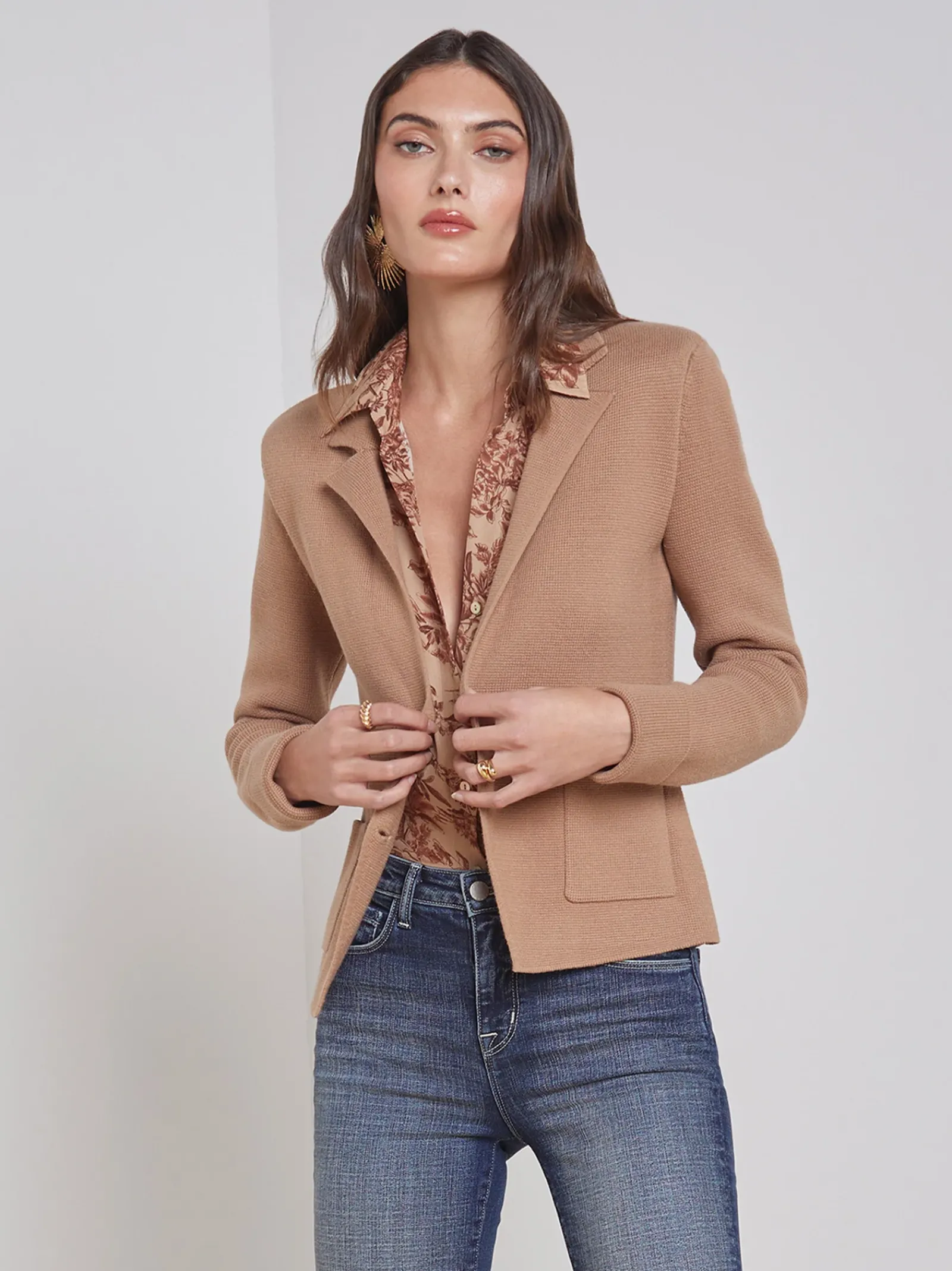 L'AGENCE Knitwear|Blazers & Jackets|Sofia Knit Blazer Ginger Snap