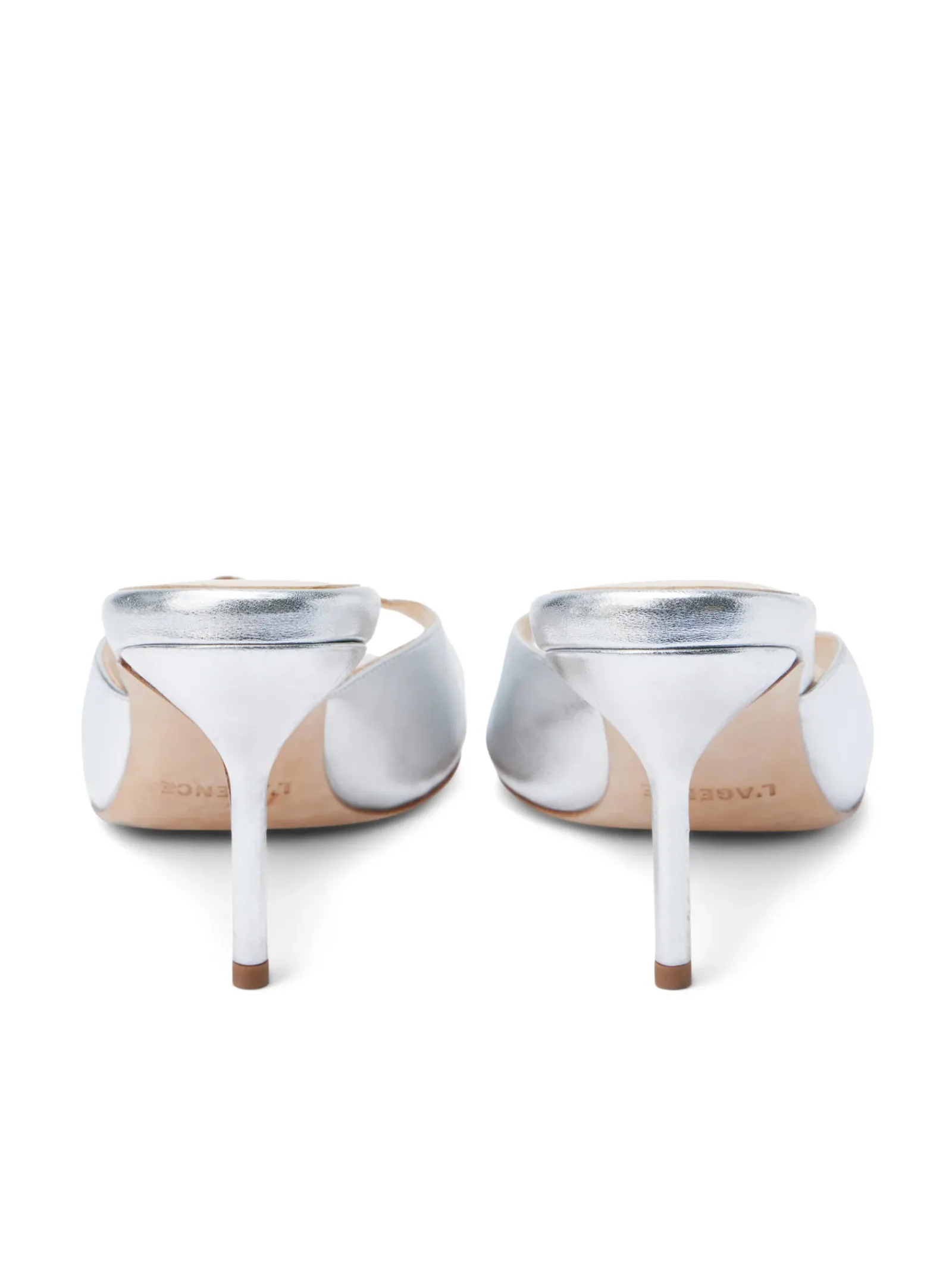 L'AGENCE Resort Collection|Mules|Solene Open Toe Mule Silver Patent Leather
