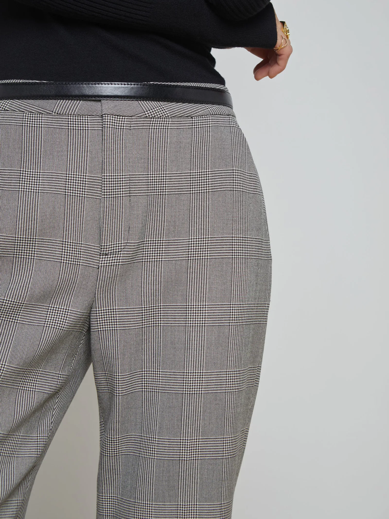 L'AGENCE Pants, Shorts & Skirts|Stacey Trouser Ivory/Black Glen Plaid