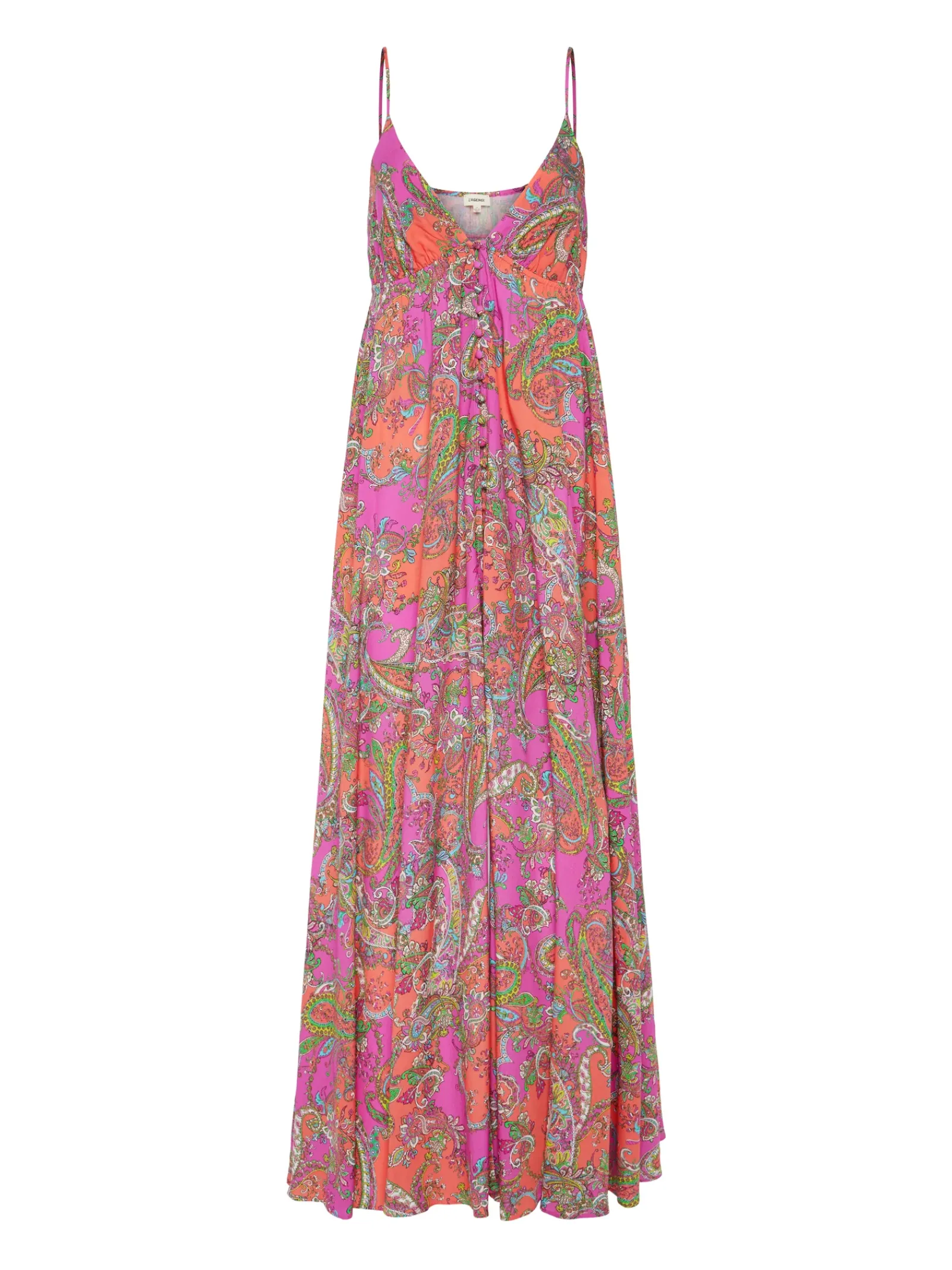 L'AGENCE Print Edition|Spring Collection|Stefani Maxi Dress Rhodamine Multi Bright Pop Paisley