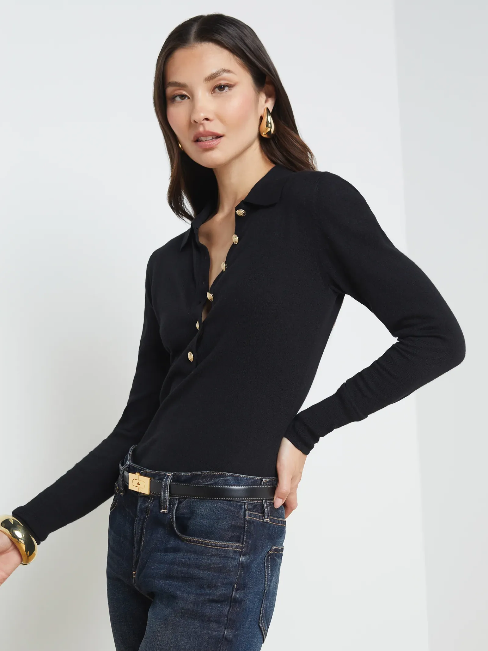 L'AGENCE Back in Stock|Knitwear|Sterling Sweater Black/Gold