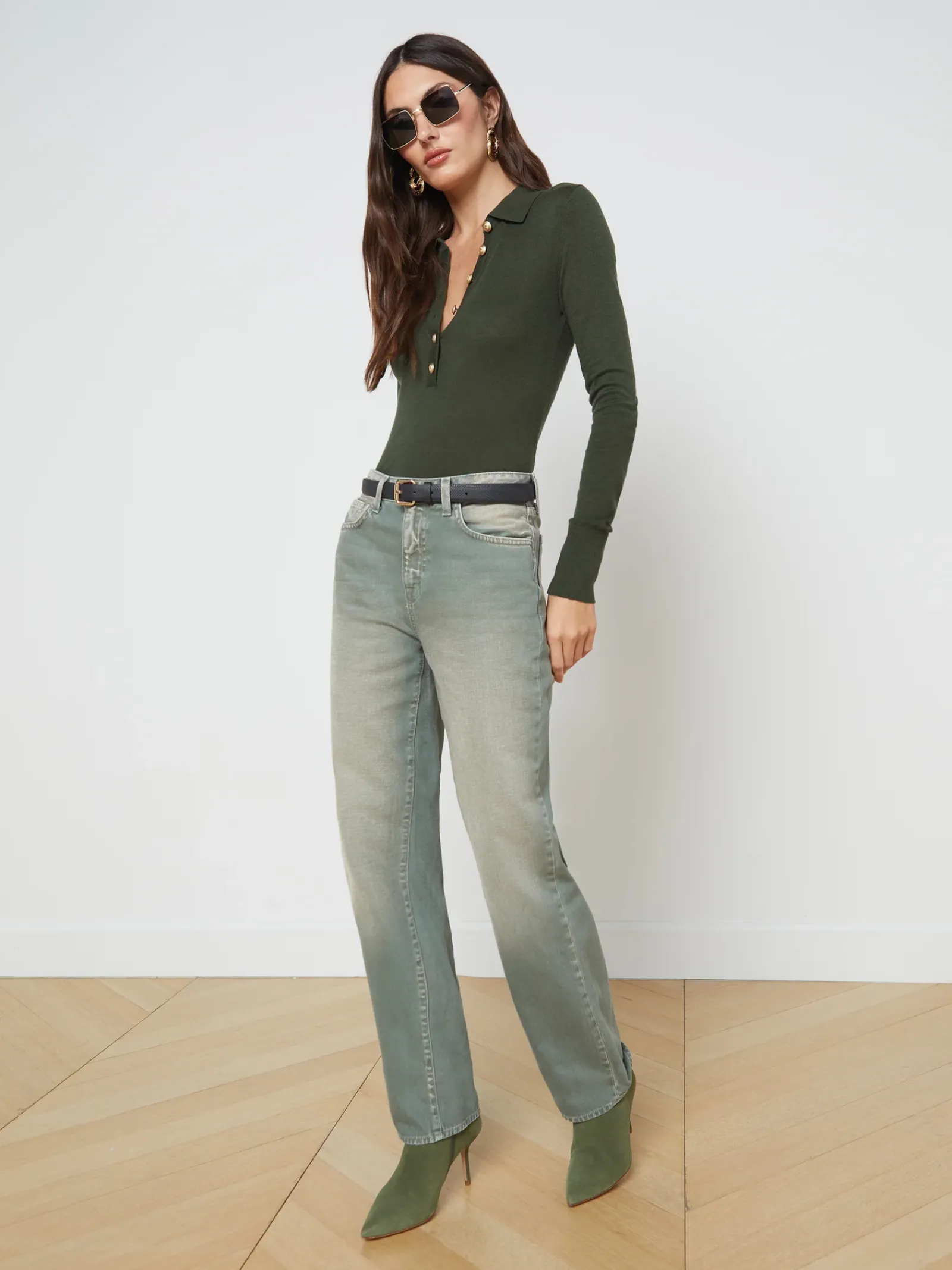L'AGENCE Resort Collection|Knitwear|Sterling Sweater Army/Gold