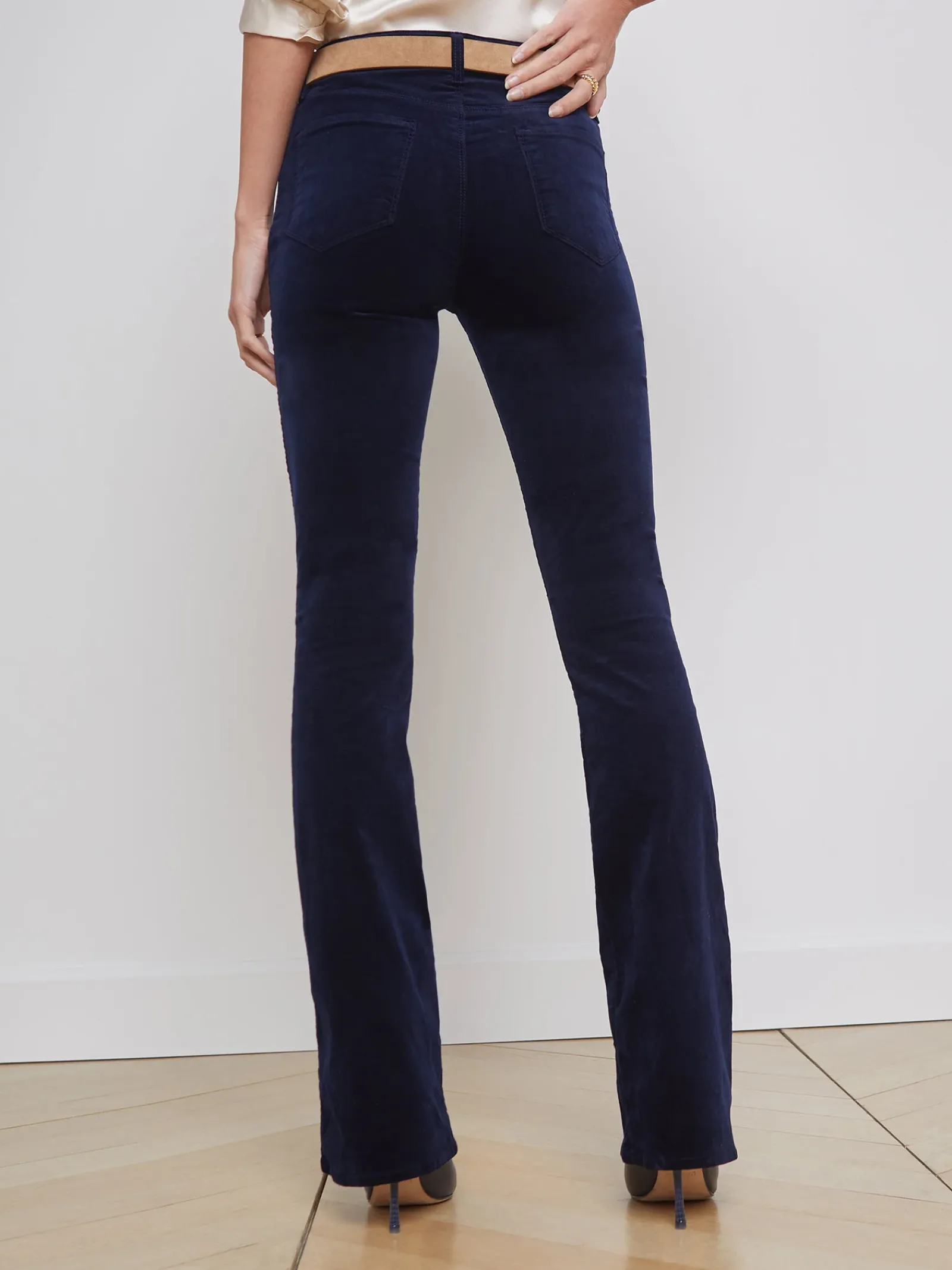 L'AGENCE Straight|Velvet Denim|Stevie Velvet Jean Dark Navy
