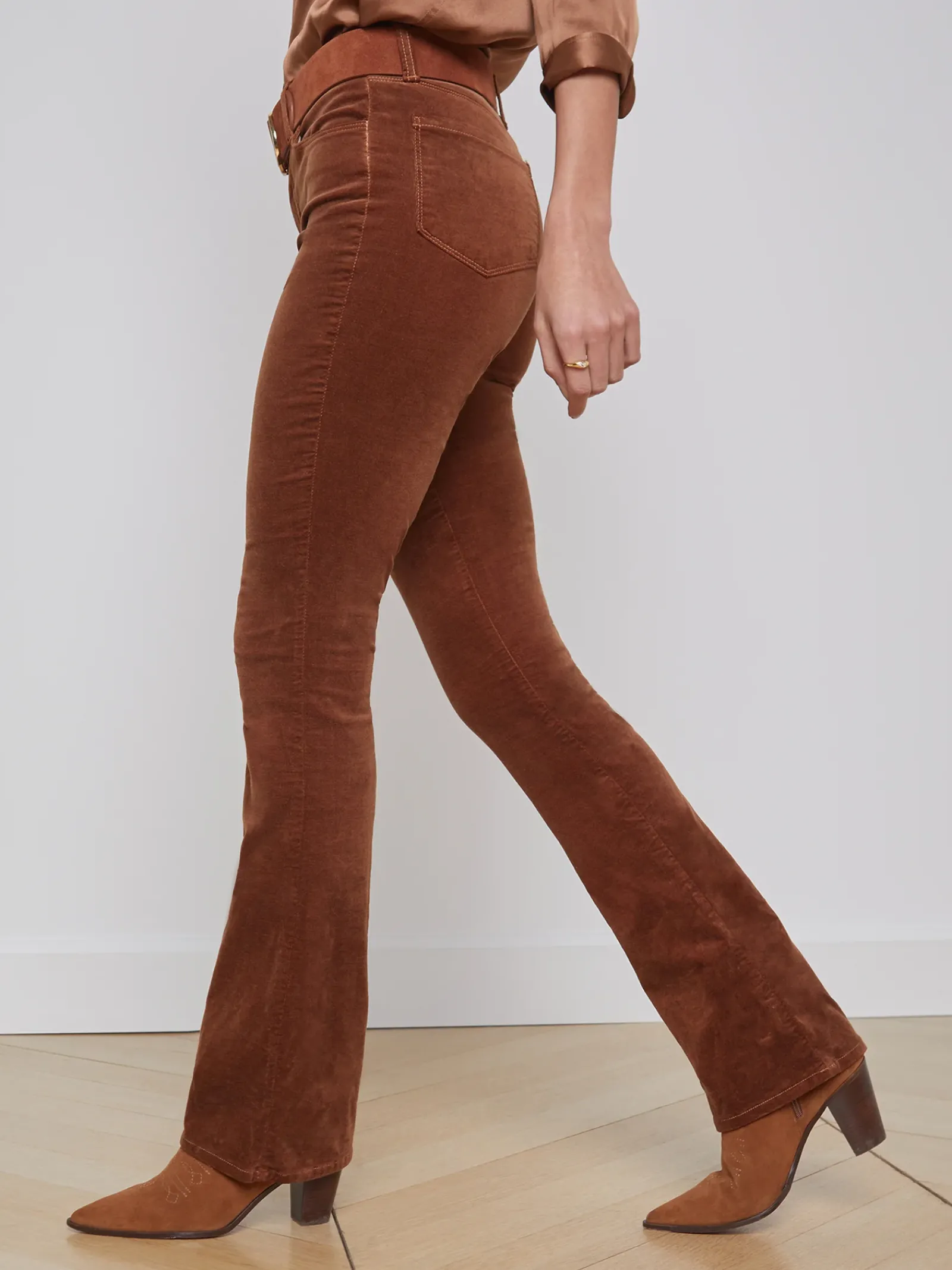 L'AGENCE Straight|Velvet Denim|Stevie Velvet Jean Fawn
