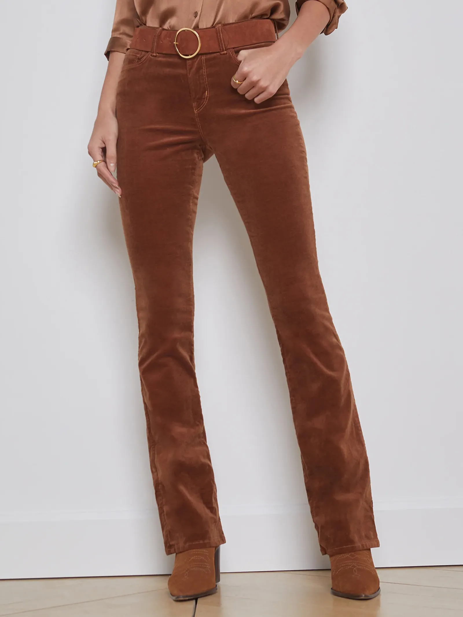 L'AGENCE Straight|Velvet Denim|Stevie Velvet Jean Fawn