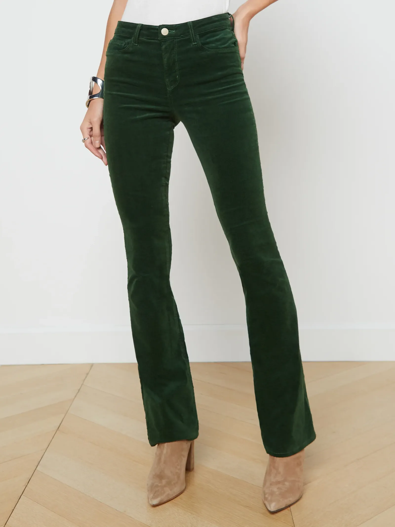 L'AGENCE Straight|Velvet Denim|Stevie Velvet Jean Green Pastures