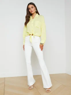 L'AGENCE Spring Collection|Linen|Talitha Linen-Blend Blouse Yellow Sorbet