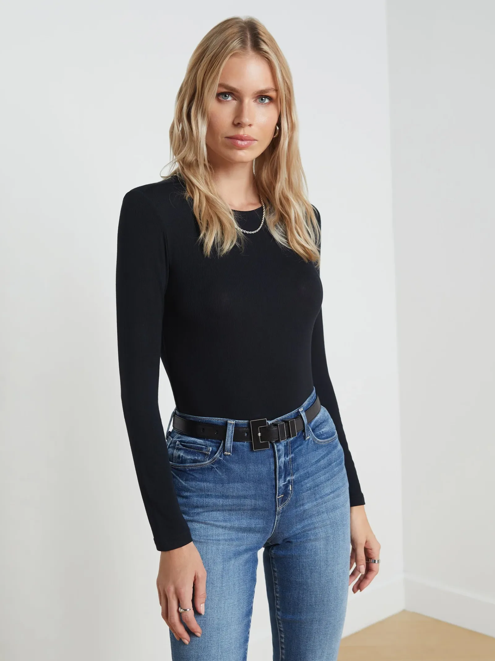 L'AGENCE All Things Black|Tees|Tess Long Sleeve Tee Black Micro Modal