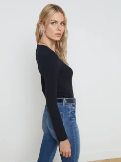 L'AGENCE All Things Black|Tees|Tess Long Sleeve Tee Black Micro Modal