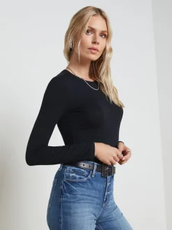 L'AGENCE All Things Black|Tees|Tess Long Sleeve Tee Black Micro Modal