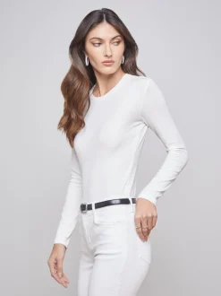 L'AGENCE Nouveau Whites|Best Sellers|Tess Long Sleeve Tee White Micro Modal