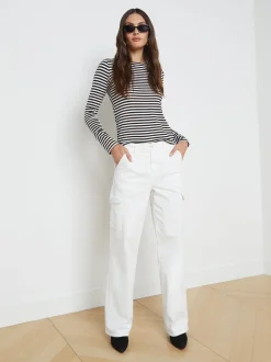 L'AGENCE Resort Collection|Tees|Tess Long Sleeve Tee Black/White Stripe