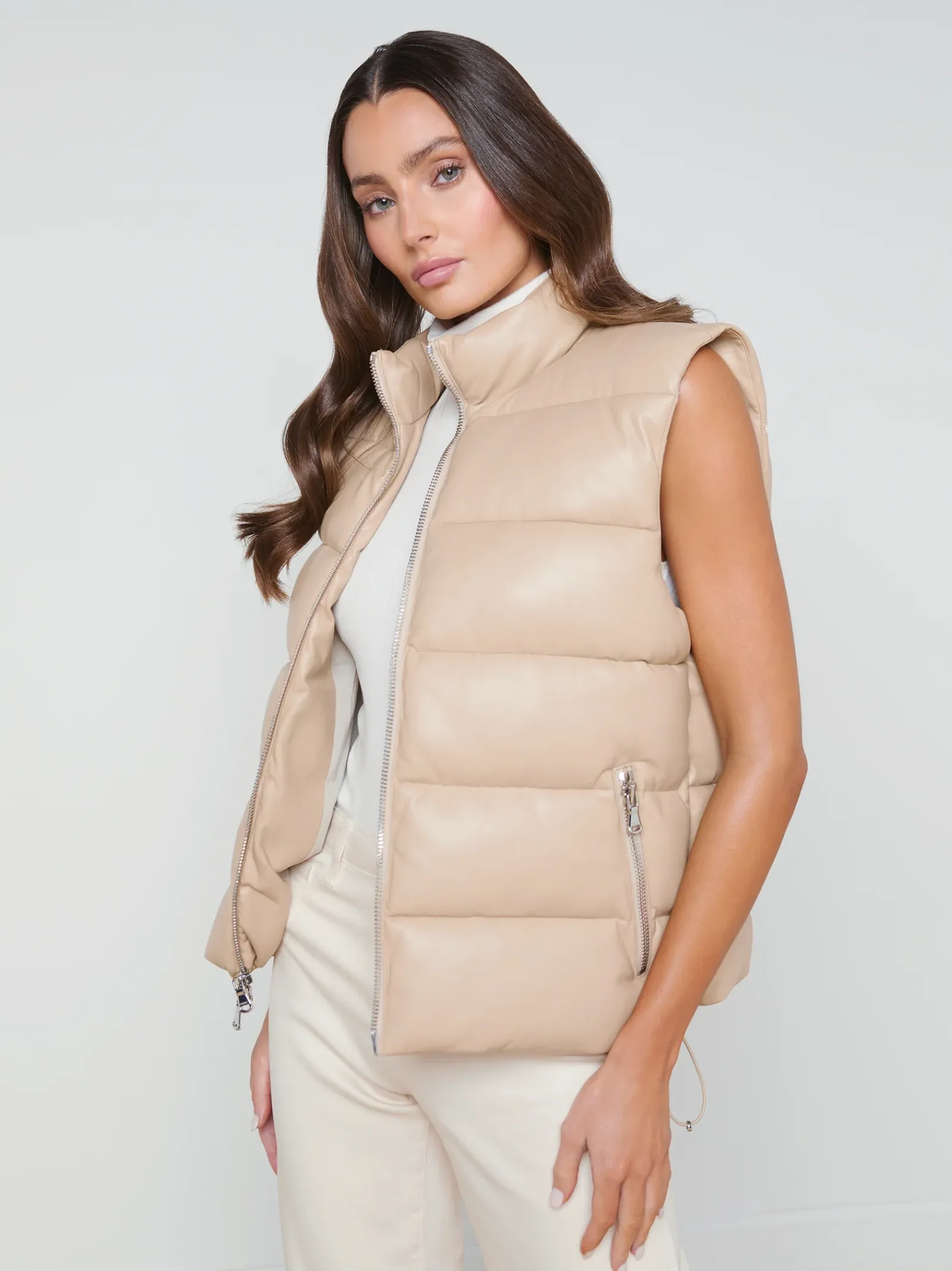 L'AGENCE Spring Collection|Blazers & Jackets|Tori Puffer Vest Almond