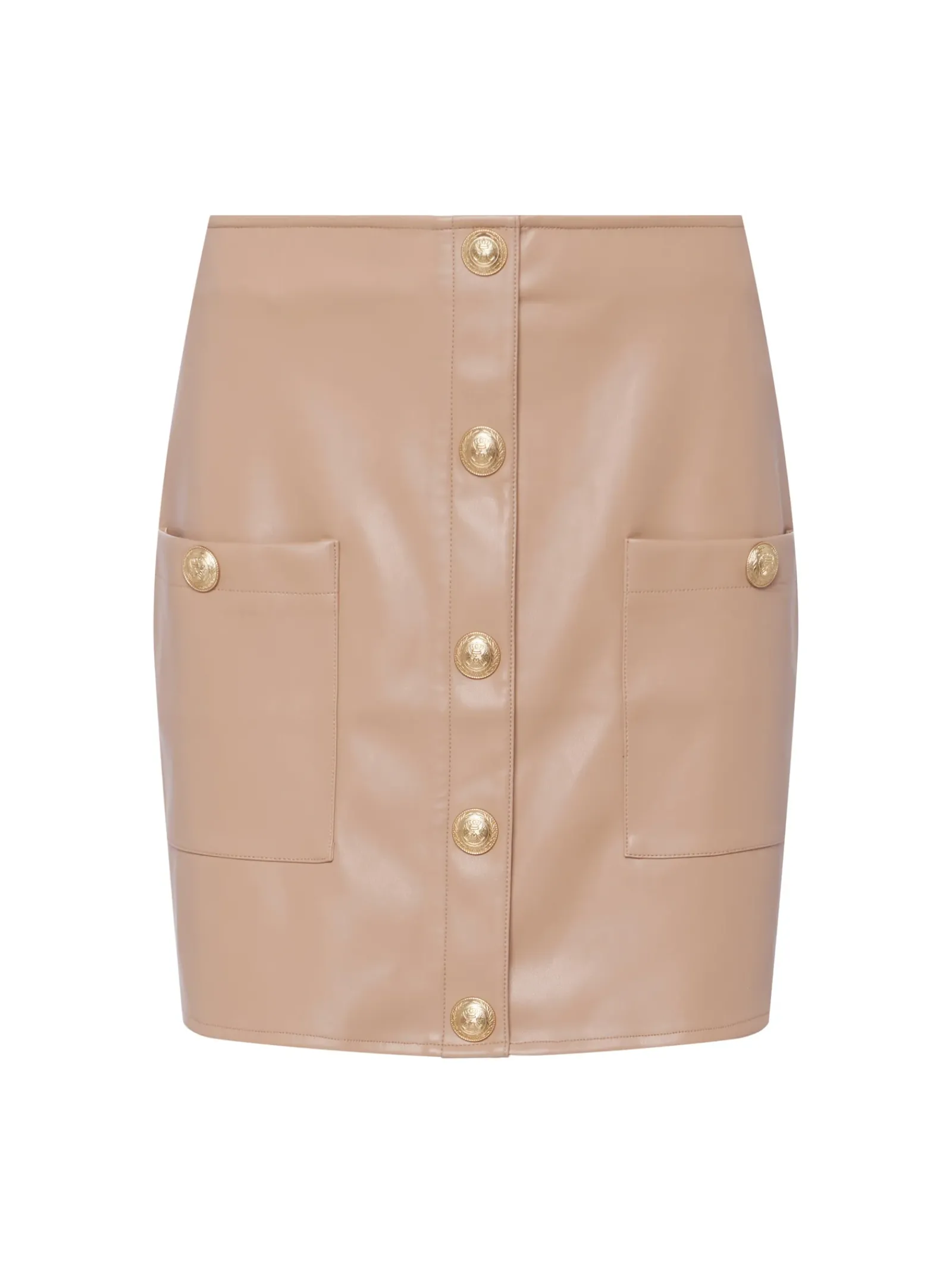 L'AGENCE Spring '24 Catalog|Spring Collection|Truman Vegan Leather Mini Skirt Chanterelle